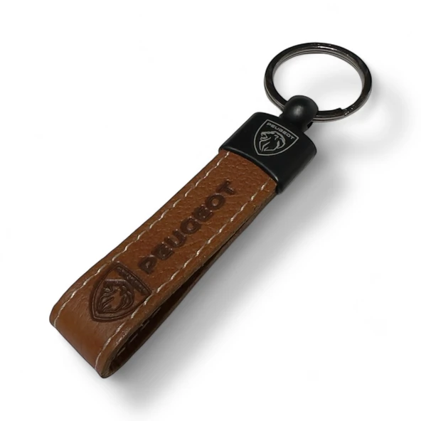 Peugeot Yazılı Ve Logolu Anahtarlık (KAHVERENGİ) TERMO DERİ ürün görseli