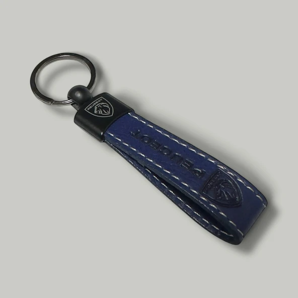 Peugeot Yazılı Ve Logolu Anahtarlık (LACİVERT) TERMO DERİ ürün görseli