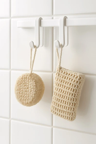 2’li Beyaz Askı Kanca Seti – Banyo & Mutfak Rafları İçin Plastik Askı Aparatı - 4