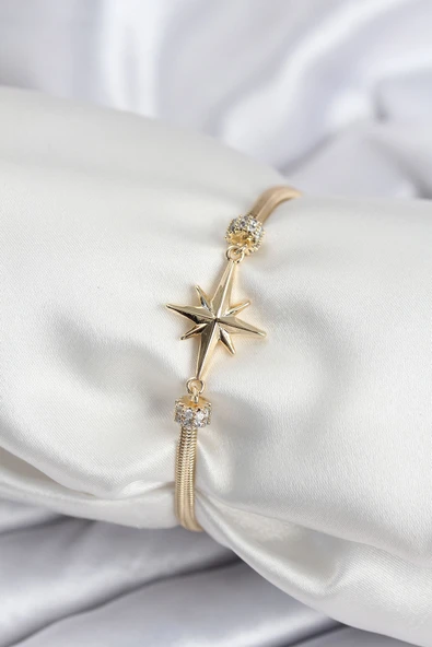 Pirinç VIP Seri Gold Renk Kutup Yıldızı Model Kadın Bileklik - EBJ250920W37880 ürün görseli