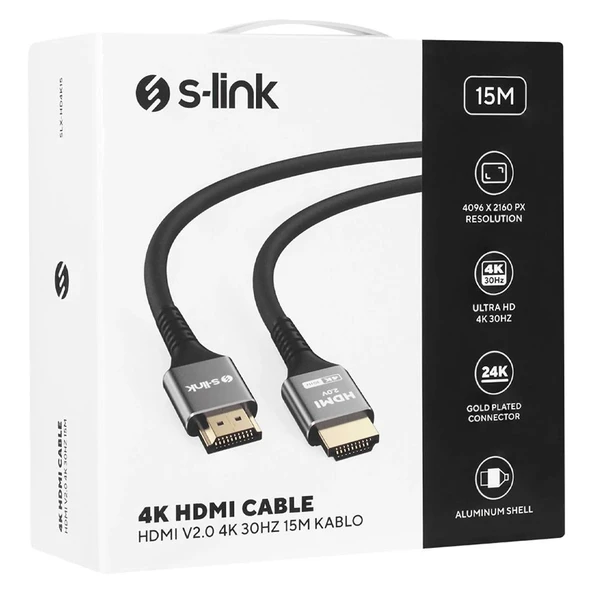 S-Link SLX-HD4K15 15 Metre 4K 30Hz Metal Uçlu HDMI Kablo (V2.0 Uyumlu) - 2