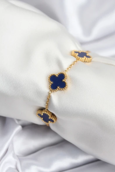 Zincir Gold Renk Lacivert Yonca Kadın Bileklik - EBJ250920W37900 ürün görseli