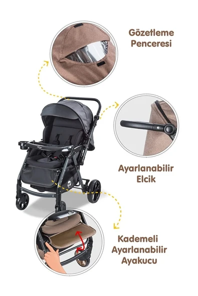 Baby Care Combo Maxi Çift Yönlü Bebek Arabası - 2