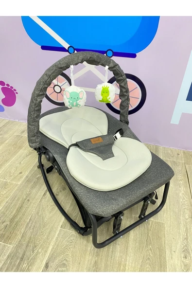 TURHAN BEBE Çift Yönlü Sallanır Sabitlenir Kedeme Ayarlı Geniş Sepetli Oyuncaklı Ana Dizi & Ana Kucağı Beşik - 6