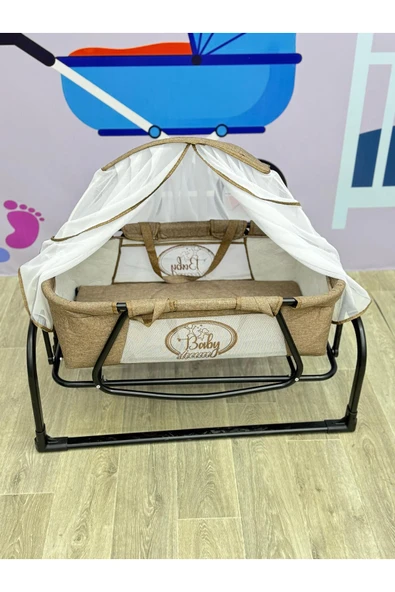 TURHAN BEBE 3 Farklı Pozisyonda Kullanılır Keten Kumaş Anne Yanı Beşik & Ana Dizi beşik & Portbebe Beşik - 2