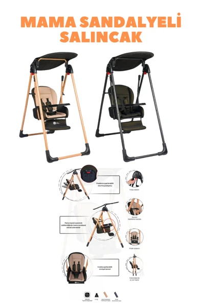 TURHAN BEBE Yeni Doğan Çeyiz Seti Kabin boy Bebek Arabası+Puset+Park Beşik+Salıncak+Yürüteç+Oyun Halısı - 4