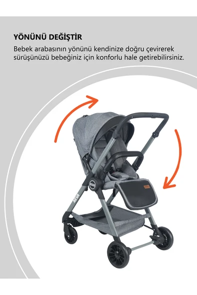Convers Neva Yeni Nesil Cabin Çifyön Bebek Arabası Gri - 3