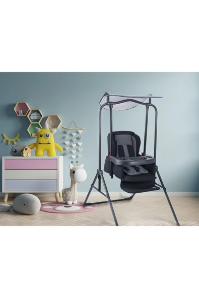 Pashababy Turhan Bebe Yatabilen Tenteli Mama Tablalı Ev Tipi Star Salıncak - 2