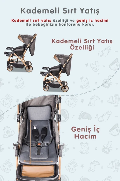 Baby Care Bc 65 Capron Çift Yönlü Bebek Arabası - Resim 5