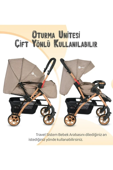 LİA BEBEK 4 Baby Çift Yönlü Bebek Arabası Yağmurluk+ayak Örtüsü+ 2 Yıl Garanti Ilk Adım Bebe - Resim 3