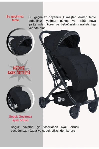 TURHAN BEBE Mimma Kabin Boy Travel Sistem Ekstra Pedli Katlanabilir Bebek Arabası Puset - Resim 4