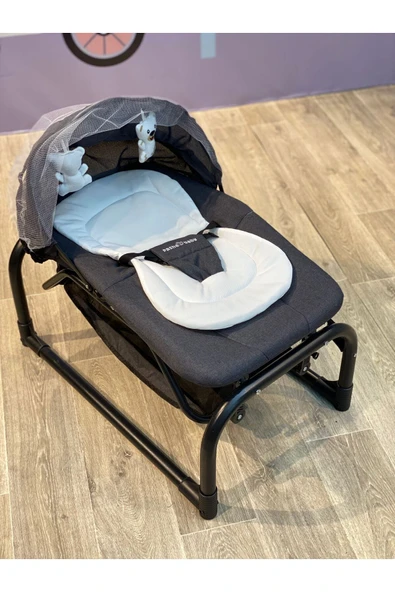 TURHAN BEBE Sallanır Sabitlenir Cibinlikli Geniş Sepetli Oyuncaklı Anne Yanı Ana Dizi Ana Kucağı Beşik - 4