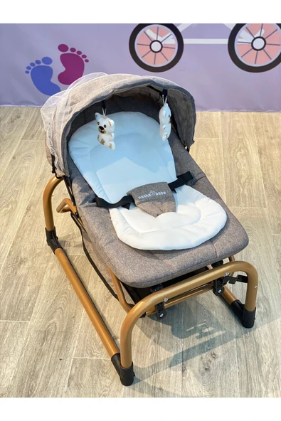 TURHAN BEBE Sallanır Sabitlenir Cibinlikli Geniş Sepetli Oyuncaklı Anne Yanı Ana Dizi Ana Kucağı Beşik - 4