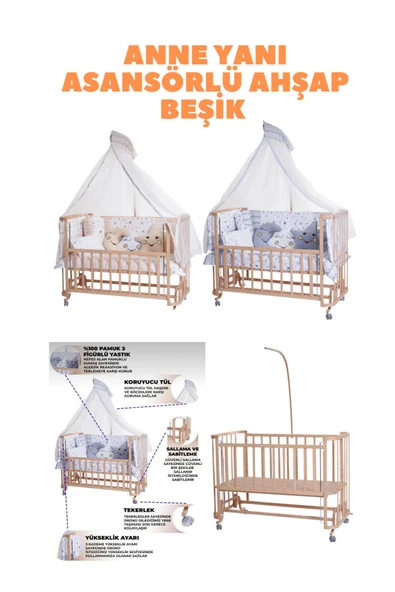 TURHAN BEBE Yeni Doğan Çeyiz Seti Bebek Arabası + Anne Yanı Beşik + Yürüteç +Mama Sandalyesi + ANA DİZİ - 2