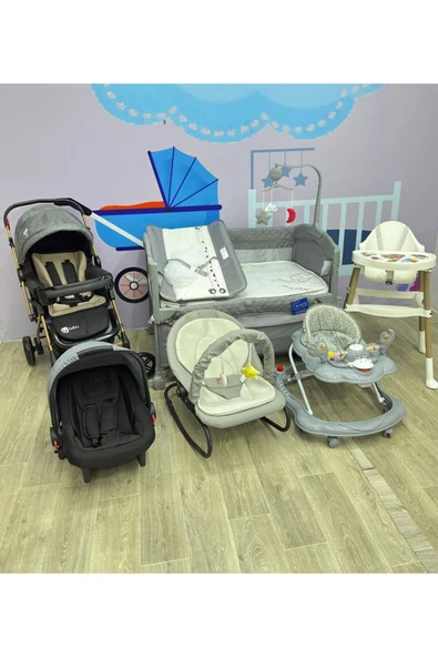TURHAN BEBE Yeni Doğan OSLO Bebek Çeyiz Seti BEŞİK + BEBEK ARABASI + PUSET +YÜRÜTEÇ+MAMA SANDALYESİ+ANA KUCAĞI
