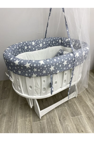 TURHAN BEBE Şehzade Anne Yanı Sallanır Sabitlenir Sepet Beşik - Salıncak Hamak Bebek Beşiği - 5