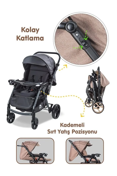 Baby Care Combo Maxi Çift Yönlü Bebek Arabası - 3