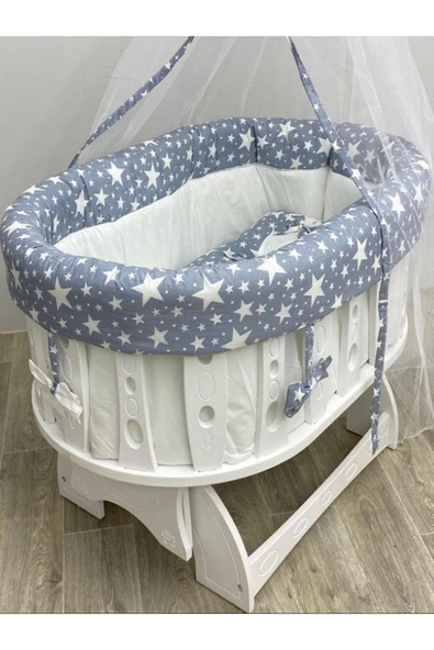 Şehzade Dekorasyon Lüx Şehzade Sallanır Ahşap Beşik - 3