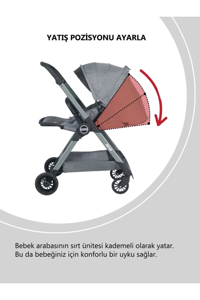 Convers Neva Yeni Nesil Cabin Çifyön Bebek Arabası Gri - 4