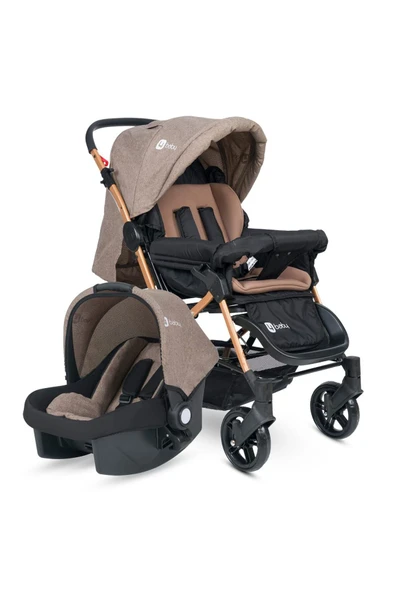 TURHAN BEBE 3 Kademe Yatış Pozisyonu Kontrol Penceresi Çift Yönlü Bebek Arabası +Taşıma Puset + Yağmurluk Hediye - 6