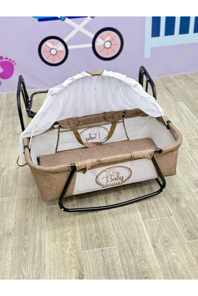 TURHAN BEBE 3 Farklı Pozisyonda Kullanılır Keten Kumaş Anne Yanı Beşik & Ana Dizi beşik & Portbebe Beşik - 7