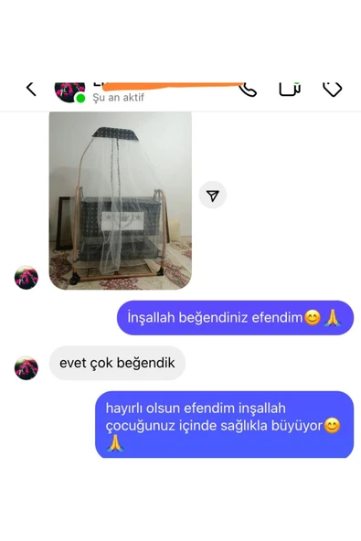 TURHAN BEBE Keten Kumaş Portatif Tekerlekli Anne Yanı Cibinlikli Hamak Sepet Beşik Yatak Hediye - 6