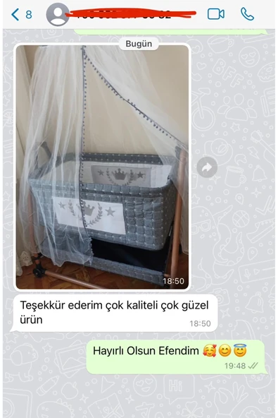 TURHAN BEBE Keten Kumaş Portatif Tekerlekli Anne Yanı Cibinlikli Hamak Sepet Beşik Yatak Hediye - 5