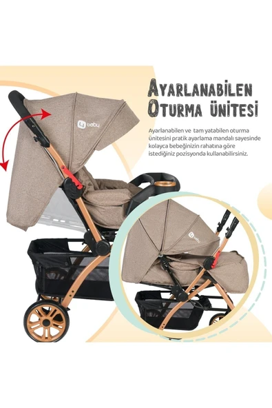 LİA BEBEK 4 Baby Çift Yönlü Bebek Arabası Yağmurluk+ayak Örtüsü+ 2 Yıl Garanti Ilk Adım Bebe - Resim 4