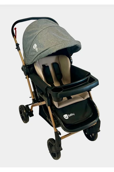 TURHAN BEBE 3 Kademe Yatış Pozisyonu Bardaklı Çift Yönlü Bebek Arabası - 1