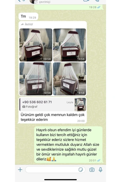 TURHAN BEBE Keten Kumaş Portatif Tekerlekli Anne Yanı Cibinlikli Hamak Sepet Beşik Yatak Hediye - 4