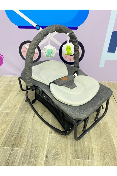 TURHAN BEBE Çift Yönlü Sallanır Sabitlenir Kedeme Ayarlı Geniş Sepetli Oyuncaklı Ana Dizi & Ana Kucağı Beşik - 5