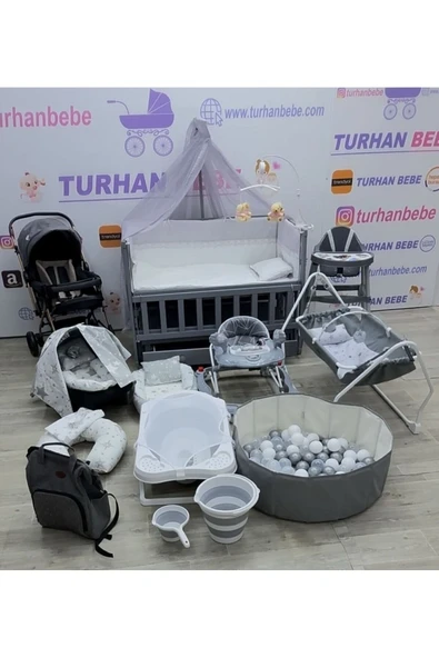 TURHAN BEBE Yeni Doğan MOJE GRİ Lüx Bebek Çeyiz Seti (28 PARÇA) - 1