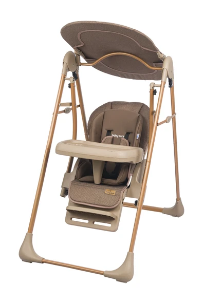 TURHAN BEBE Tam Yatarlı Tenteli Mama Tablalı Ev Tipi Hem Salıncaklı & Hem Mama Sandalyesi