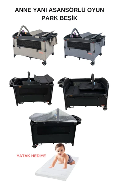 TURHAN BEBE Yeni Doğan Çeyiz Seti Kabin boy Bebek Arabası+Puset+Park Beşik+Salıncak+Yürüteç+Oyun Halısı - 2