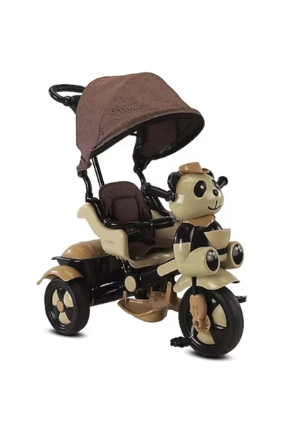 BabyHope 127A LÜX LITTLE PANDA ÜÇ TEKER TENTELİ İTMELİ BİSİKLET (KAHVE)