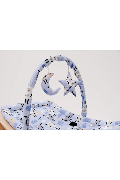 TURHAN BEBE Ahşap Anakucağı Desenli Oyuncaklı Beşik - 2