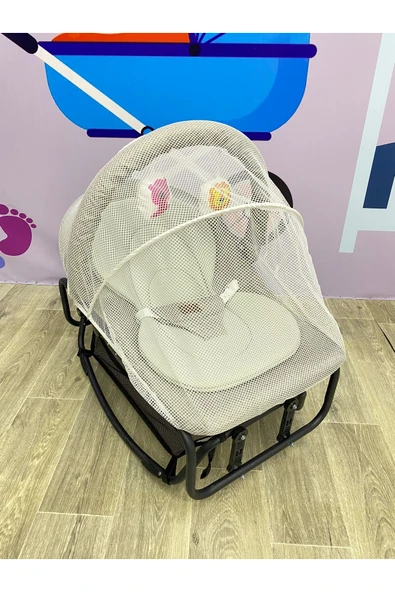 TURHAN BEBE Çift Taraflı Sallanan Cibinlikli Oyuncaklı Ana Dizi Beşik - 2