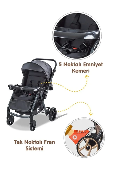 Baby Care Combo Maxi Çift Yönlü Bebek Arabası - 4