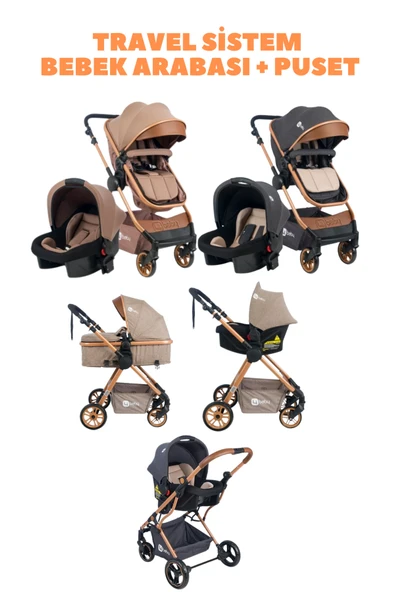 TURHAN BEBE Yeni Doğan Çeyiz Seti Bebek Arabası + Anne Yanı Beşik + Yürüteç +Salıncak+ Ana Dizi - 3