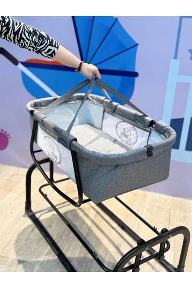 TURHAN BEBE 3 Farklı Pozisyonda Kullanılır Keten Kumaş Anne Yanı Beşik & Ana Dizi beşik & Portbebe Beşik - 6