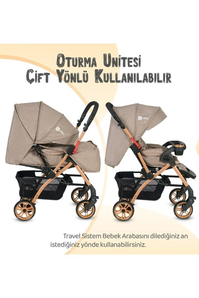 LİA BEBEK 4 Baby Çift Yönlü Bebek Arabası Yağmurluk+ayak Örtüsü+ 2 Yıl Garanti Ilk Adım Bebe - Resim 3