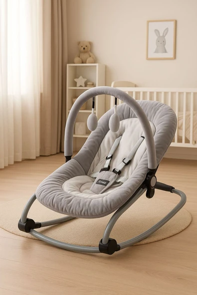 TURHAN BEBE Pamuklu Kumaş Oyuncaklı Sallanır Sabitlenir Katlanır Ana Kucağı Beşik