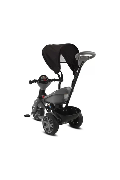 BabyHope 121 Bobo Üç Tekerlekli Ebeveyn Kontrollü Çocuk Bisikleti Gri - 3