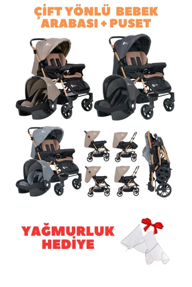 TURHAN BEBE Yeni Doğan Rocco Lüx Çeyiz Seti Bebek Arabası + Puset+Beşik +Yürüteç + Mama Sandalyesi + Oyun Halısı - 2