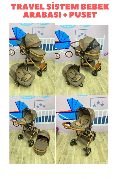 TURHAN BEBE Yeni Doğan Çeyiz Bebek Arabası+Puset+Park Beşik+Yürüteç+Ana Dizi+Oyun Halısı+Mama Sandal.+Baby Nest - 2