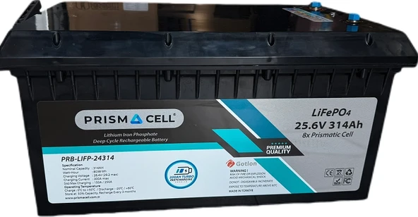 Prismacell LiFePO4 Akü 314 AH 25.6 V Volt TURBO FAST CHARGING Karavan, Marin, Solar Yaşam Aküsü ürün görseli 1