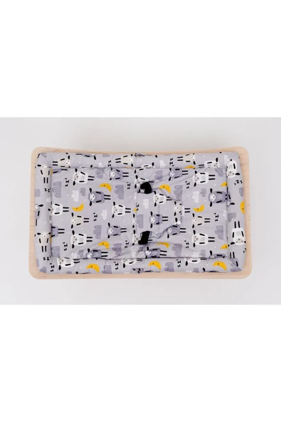 Ats Bebe Ahşap Pamuklu Kumaş Tüllü Oyuncaklı Portatif Ana Kucağı - 3