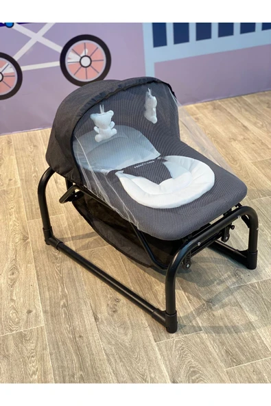 TURHAN BEBE Sallanır Sabitlenir Cibinlikli Geniş Sepetli Oyuncaklı Anne Yanı Ana Dizi Ana Kucağı Beşik - 5
