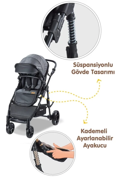 Baby Care Bc-340 Bora Cross Travel Puset Gri ( D ) - Resim 5