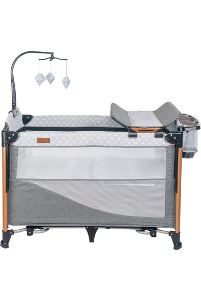 Mamma Luxury Alüminyum Anne Yanı Organizerli Dönenceli Park Yatak Beşik 70 x 110 cm. - 2